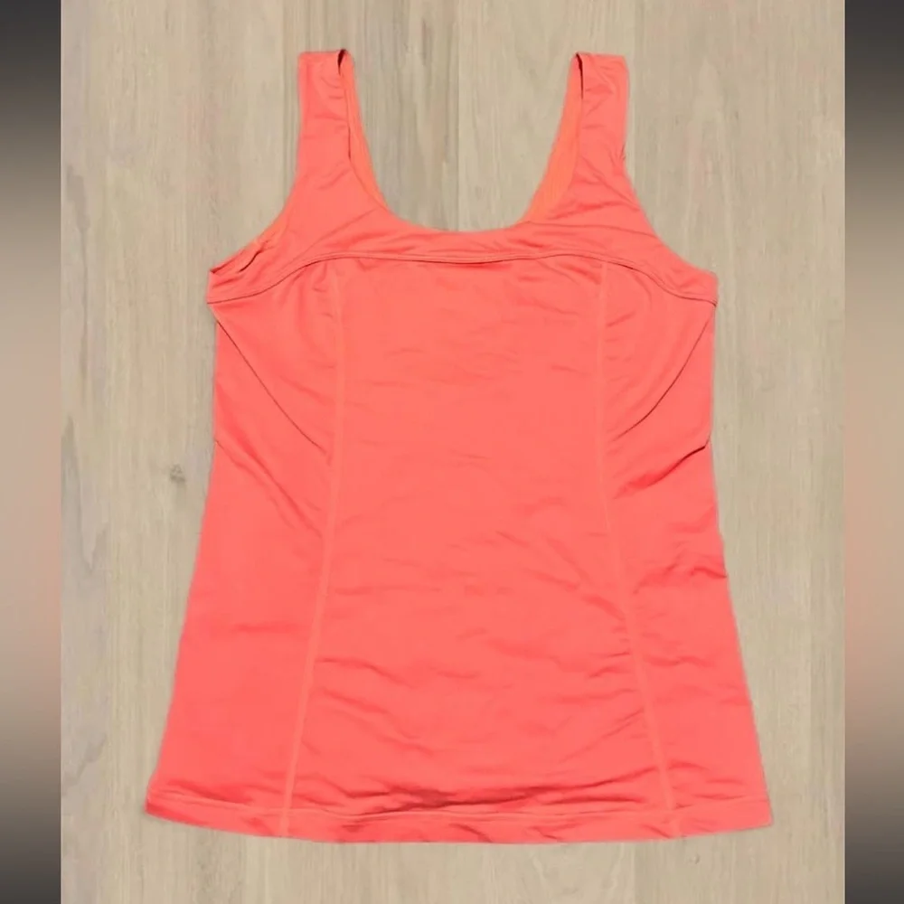 Lululemon 8 Run Distance Tank Peblum Style Flush Orange Coral Ruffles